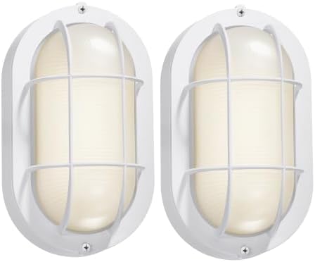 GRUENLICH LED Bulkhead Light, 8.5" Oval Aluminum, 3000K, White, 2 Pack by GRUENLICH