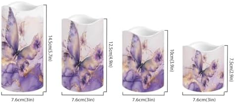 Purple Butterfly Marble Flickering Flameless Candles with Remote LED Pillar Candles Battery Operated with Timer Color Changing Electric Candles Decoration - Image 2