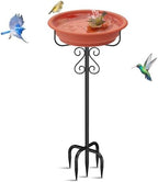 Bird Bath for Outside, 40In Freestanding Birdbaths & Feeder, Brown by TUSPEU