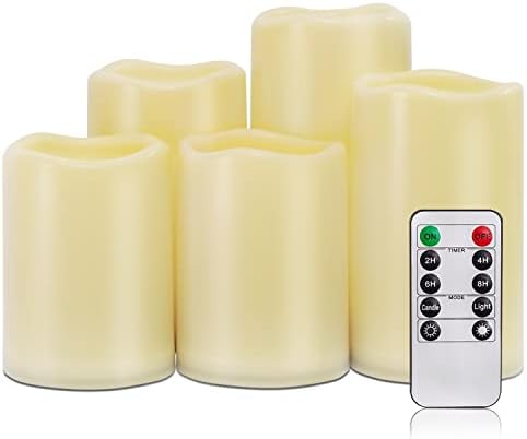 Homemory Outdoor Waterproof Flameless LED Candles with Remote Timer, 5 Pack by Homemory