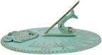 Renovators Supply Manufacturing Sundial Verdigris Finish Brass 10" Dia Vintage Sun Dial Garden Or Lawn Clock Beach Theme Fish Dial and Crab Plaque Patio Outdoor Compass Sundials for Yards - Image 6