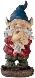 Alpine Corporation 15" Tall Outdoor Garden Gnome Smiling Yard Statue Decoration, Multicolor by Unknown