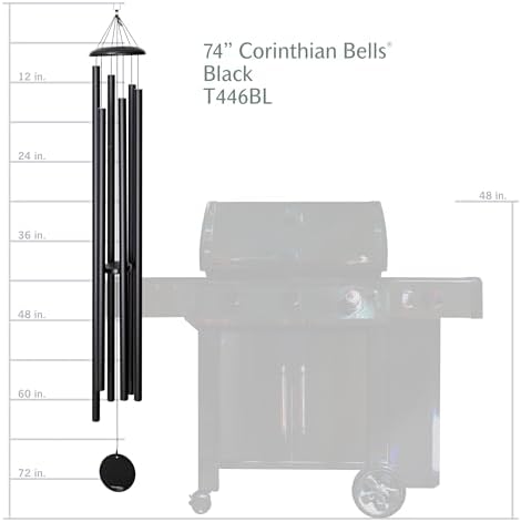 Corinthian Bells by Wind River - 74 inch Black Wind Chime for Patio, Backyard, Garden, and Outdoor Decor (Aluminum Chime) Made in The USA - Image 3
