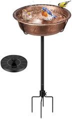 VIVOHOME Bird Bath with Solar Fountain and Metal Ground Stake, Bronze by VIVOHOME