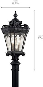 Kichler Tournai Outdoor Post Light, Textured Black, 27" - Image 5