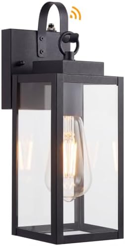 15" Dusk to Dawn Porch Light, Black Extra-Large Outdoor Wall Light by RLdream