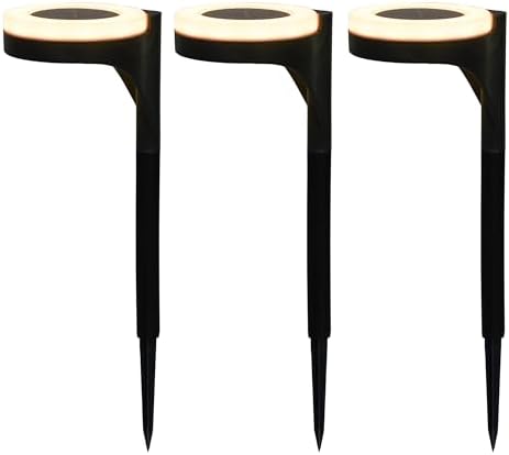 Alpine Corporation 15" Tall Outdoor Solar Pathway Light with 13 Warm White SMD 3.5LM LED for Patio, Lawn, Yard, and Garden, Black - Set of 3 by Unknown