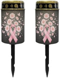 Poceacles Solar Lights Outdoor Grave Candle for Cemetery Decoration Solar Outdoor Lights for Garden Lawn Backyard Pathway Decor, Pink Ribbon Daisy Butterfly Black, Set of 2 by Poceacles