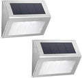 Solar Led Step Lights - Waterproof Stainless Steel Outdoor Deck Lights for Stairs, Pathways, and Fences - Bright, and Easy to Install A (Cold Light) 2 PCS by Unknown