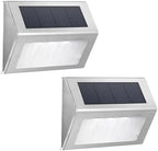 Solar Led Step Lights - Waterproof Stainless Steel Outdoor Deck Lights for Stairs, Pathways, and Fences - Bright, and Easy to Install A (Cold Light) 2 PCS by Unknown