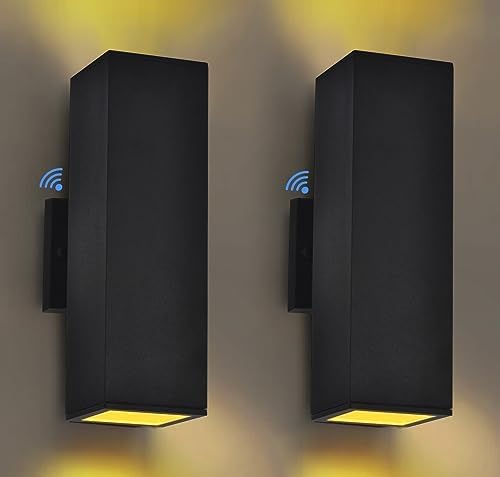 Dawn to Dusk Outdoor Light Fixtures Wall Mount 2 Pack, LED Modern Up Down Lighting Outdoor Wall Sconce Lights 2700k, 13" Black Outside exterior lights for House Porch Garage,IP65,UL Listed (Black) by RosykiteBuyNow