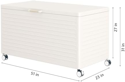 MIRADOR 134 Gallon Outdoor Storage Box with Wheels & Soft-Close Lid, Waterproof Metal Deck Box for Patio Cushions, Garden Tools & Pool Accessories, Latte - Image 6