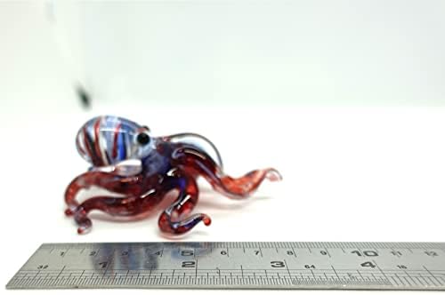 Octopus Miniature Figurines Animals Hand Blown Color Glass Art Collectible Gift Decorate 3.5" (Blue Red) - Image 2