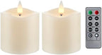 Flameless Pillar Candles Flickering with Remote Timer, Battery Operated LED Candles Up to 400 Hours, 3D Moving Flame Real Wax Candles. (Ivory-2pack-3x3) by CozierGlow