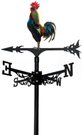 Metal Iron Art Rooster Weathervanes Rooftop Villa Wind Direction Indicator Vintage Fits Peacock Weather Vanes for Sheds Yard Pavilion (Rooster E) by Unknown
