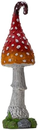 Pacific Giftware Whimsical Garden Toadstool Mushroom Statue with Red and Orange Curled Cap Resin Decor for Fairy Garden Landscaping or Outdoor Display 27.56" Tall - Image 5