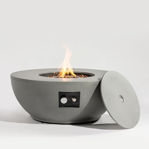 37'' Round Propane Fire Pit Table Set with Hidden Tank Cover - 2-Piece Outdoor Patio Heater, ETL Certified Steel Firepit for Backyard, Deck, Garden (Gas Tank Not Included). - Image 3