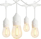 Banord Outdoor String Lights, 48FT Waterproof Patio Lights with 1W Dimmable LED Bulbs, White Hanging String Lights for Outdoor Backyard, Garden, Deck, Porch, Gazebo, Balcony, Camping, Party by Banord