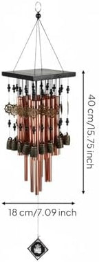 Outdoor Hanging Bell Wind Chime Copper Tube Chime Garden Ornament Balcony Patio Decor Solid Wood Aluminum Gentle Soothing Sound Welcoming Mood Rustic - Image 4