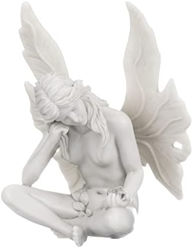 Design Toscano Gazing Secret Garden Fairy Woman Statue Figurine, 7 inches wide, 10 inches tall, Cast Stone Resin, Antique Stone Finish - Image 2