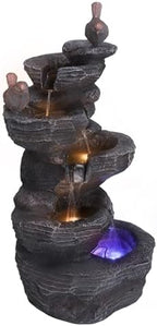 Generic Resin Stone Imitation Waterfall with LED Lights Tabletop Water Fountain Tabletop Fountain Relax Meditation Decor for Home Office - Image 2