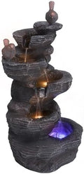 Resin Stone Imitation Waterfall with LED Lights Tabletop Water Fountain Desktop Waterfall Fountain Relax Decor for Home Office by Unknown