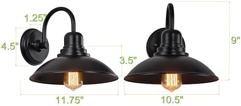 2 Pack Black Outdoor Wall Sconce, Modern Farmhouse Gooseneck Barn Light with E26 Socket, Anti-Rust Metal Vanity Light for Indoor & Outdoor Use - Bathroom, Entryway, Hallway, Garage, Porch - Image 4