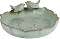 Ceramic Bird Bath Bowl with Perched Birds - Premium Outdoor Tabletop Birdbath Basin in Weather-Resistant Glaze - Usable on Ground, Deck or Tabletop by UANYEMON