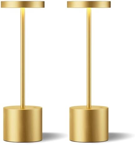 Cordless Rechargeable Table Lamp, 4000mAh Battery Operated, Light Gold, 2 by KakanuoLightings