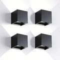 Mille Lucciole 4 Pack Outdoor Wall Lights Exterior/Interior LED Wall Sconces IP65 Waterproof Square Aluminum Wall Lamps Outdoor Lighting Fixture Up and Down Lights Modern Black 12W 6500K Cold Lights by MilleLucciole