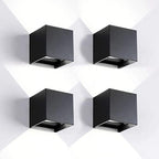 Mille Lucciole 4 Pack Outdoor Wall Lights Exterior/Interior LED Wall Sconces IP65 Waterproof Square Aluminum Wall Lamps Outdoor Lighting Fixture Up and Down Lights Modern Black 12W 6500K Cold Lights by MilleLucciole