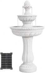 XBrand 39" 2-Tier Outdoor Freestanding Solar Water Fountain - Classic Design, White Resin Bird Bath with Pump - Ideal for Yard, Lawn and Garden, Porch Décor by XBrandHomeGarden