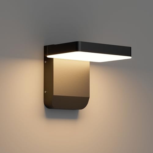 Modern Outdoor LED Wall Light 350° Rotatable, Black, 1 Pack by Aoceley