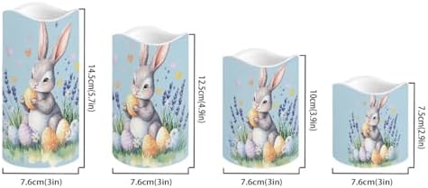 Rabbit Easter Eggs Flickering Flameless Candles Battery Operated Candles Set of 4 with Remote Control Timer Color Changing Pillar Candles Bulk Tea Lights Home Table Easter Decoration - Image 2