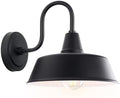 Matte Black Outdoor Gooseneck Barn Light for Porch, 10 Inch Dome Farmhouse Exterior Wall Lighting with Wall Mount, Outside Wall Sconce Light Fixture for House Porch Garage by GOALPLUS