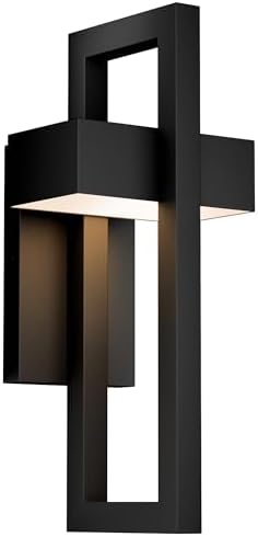 LamQee Modern Outdoor Wall Lights 3000K Integrated LED Outdoor Wall Sconces Lighting, Contemporary Exterior Lighting Fixtures Outside Wall Mount Lights for House Porch Front Door Garage, Matte Black by LamQeeLights