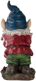 Alpine Corporation 15" Tall Outdoor Garden Gnome Smiling Yard Statue Decoration, Multicolor - Image 5