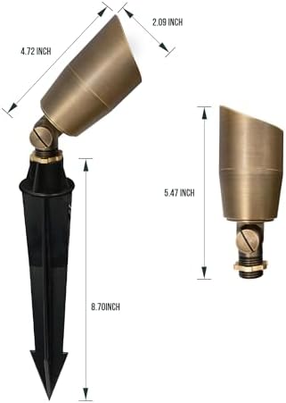 GKOLED Solid Brass Low Voltage Compact Spotlight, 12V AC/DC Waterproof Outdoor Landscape Spot Lights for House Trees Garden Yard Lawn, Up Light with 5W 2700K MR16 Bulb, Stake Included, 12 Pack - Image 5