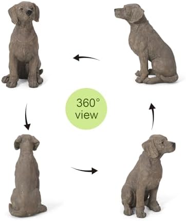 BeePeep Outdoor Labradorg Garden Statue, 17inch Dog Garden Statue Decor, Adorable Cast Stone Sculpture for Outdoor Patio Lawn Porch, Handcrafted Dog Figurine for Birthday Housewarming Gift - Brown - Image 3