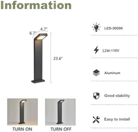 Landscape Path Lights IP65 Waterproof Bollard Light Outdoor Led Landscape Lighting for Commercial Garden Walkway Lawn Lamp 3000K LED Modern Pathway Lamp - Image 2