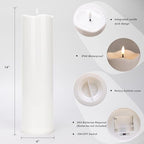 4" x 14" Large Outdoor Flameless Candles with Remote, Waterproof Candles - Image 2