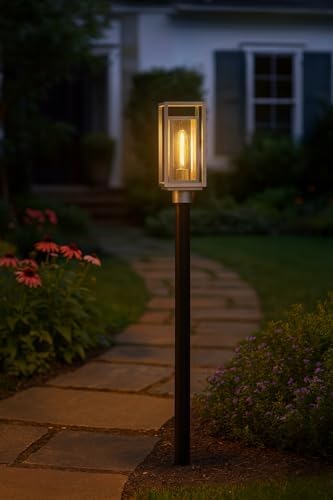 Hinkley Republic Medium 12V Outdoor Post Mount Lantern, Satin Nickel Finish - Image 3