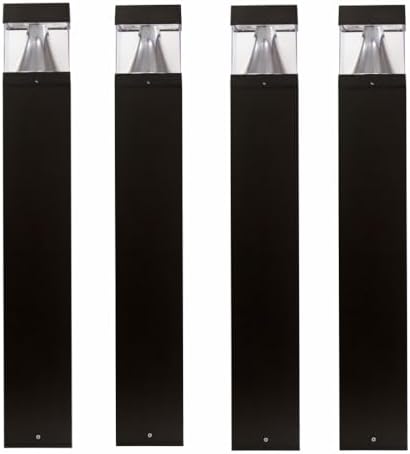 Solus Square Tunable LED Bollard – Switchable Wattage (12W–22W), 1600–3000 Lumens – Adjustable CCT 3000K/4000K/5000K – Black or Bronze Path Light (Black, Square / 4 Pack) by Solus