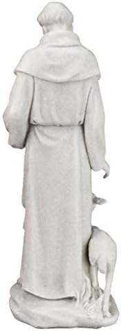 Design Toscano Francis of Assisi, Patron of Animals Religious Statue Figurine, 11 inches tall, Cast Marble Resin, White Finish - Image 5