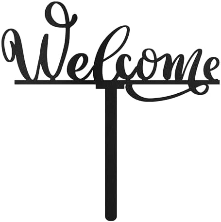 Metal Welcome Sign Decorative Garden Stake, Elegant Script Design Gifts Silhouette Statues for Yard Art, Outside, Patio, Outdoor Decor, Garden Decorations, Lawn Ornaments - 18" Black - Image 2