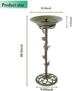 28.5"H Solar Bird Bath for Outside,Cast Iron Bird Bath with Solar Fountain - Image 3