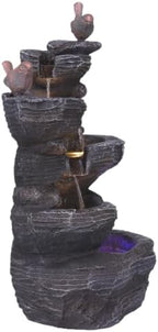 Cascading Rock Water Fountain with LED Lights – Resin Stone Imitation - Image 2
