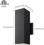 mirrea 12" Modern Outdoor Porch Light in 2 Lights, Matte Black, 1 Pack - Image 2