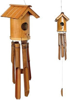 Bellaa 20384 Bamboo Wind Chime Bird House Nest Japanese Style Fine Minimalist Wooden Windchimes Handmade Gift 38 Inches - Image 5