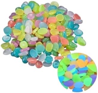 200pcs Glow in The Dark Pebbles - Luminous Resin Stones for Garden Paths Landscape Potted Plants and Aquarium Decor(White) - Image 2